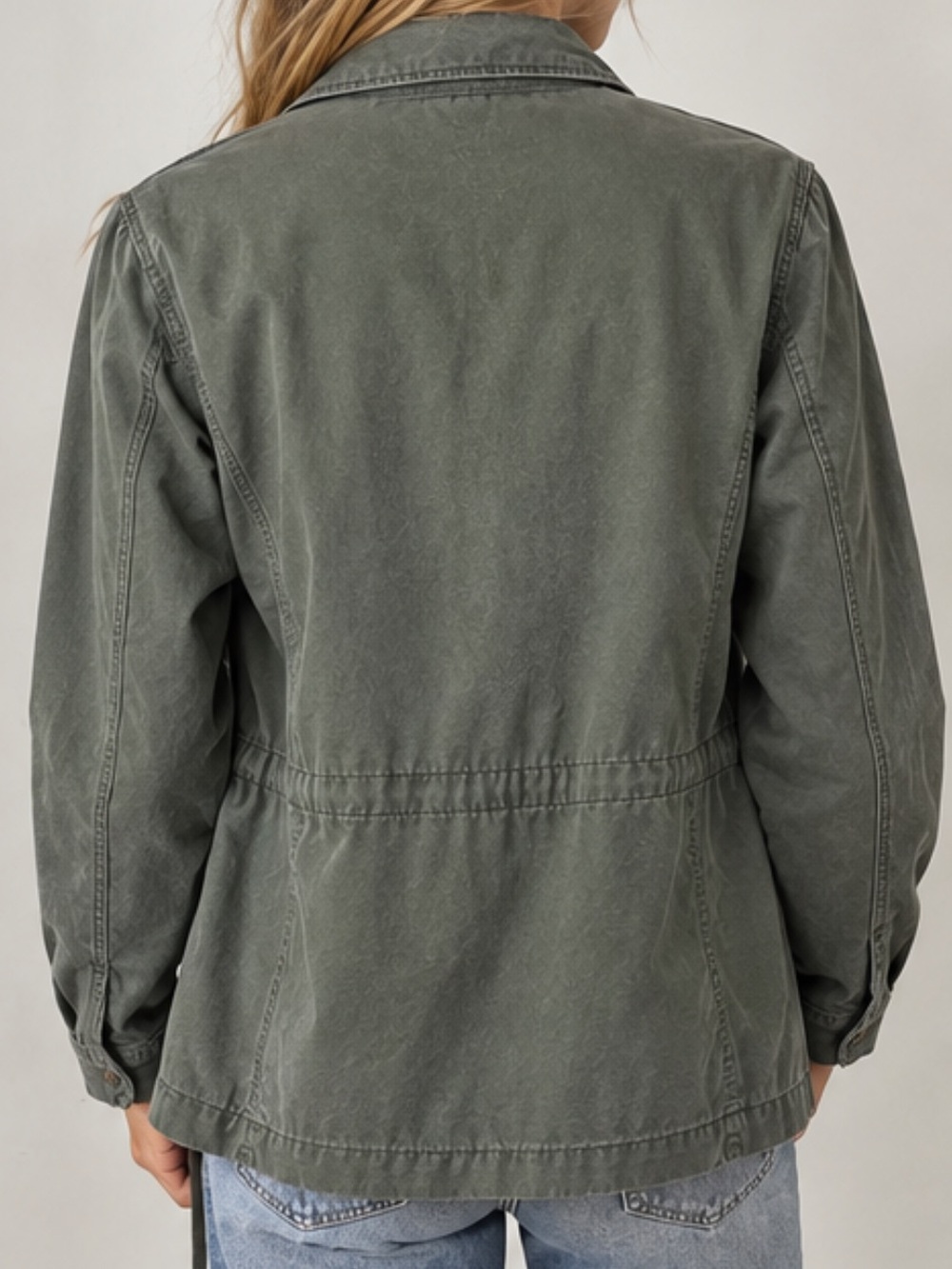 Driftwood Aloe Floral Embroidered Utility Jacket S - Picture 2 of 6